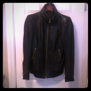 Like-new Mackage leather flirty bomber jacket.